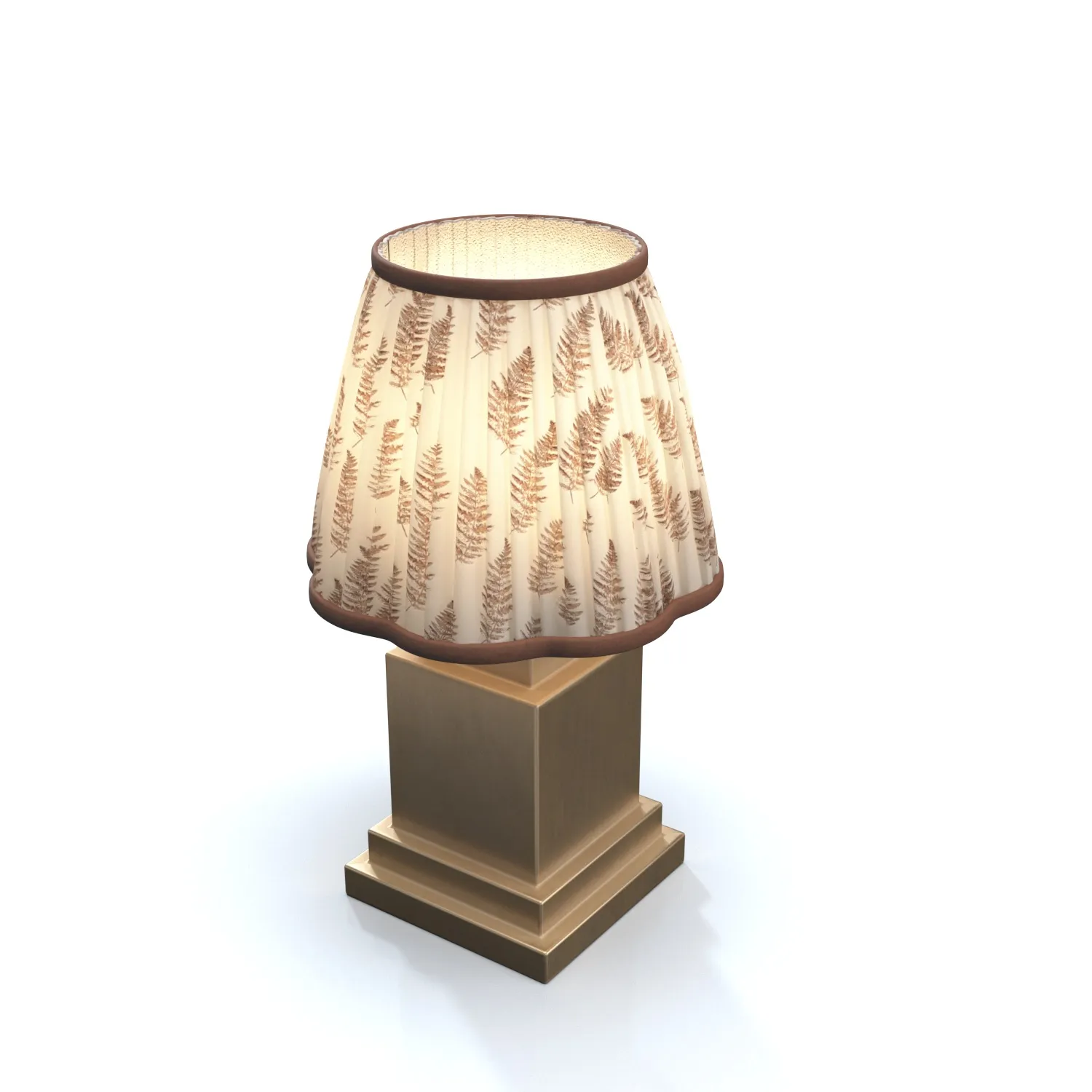 Chocolate Brown Fern Scalloped Table Lamp PBR 3D Model_06